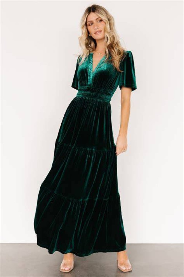 Artemis Velvet Maxi Dress Emerald Baltic Born