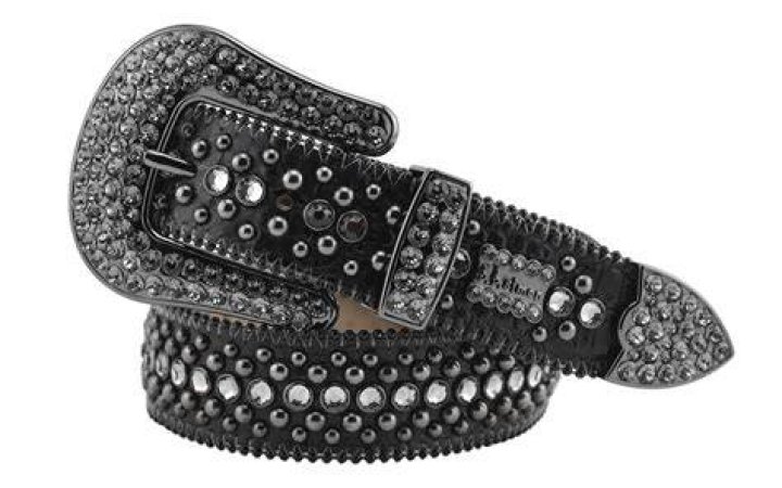 B.B. Simon Kish Black Lustrous Iced Silver Belt Zunzle