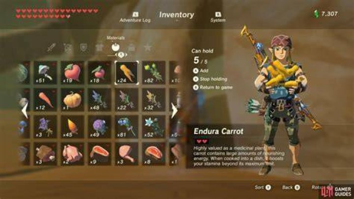 Endura Carrot Vegetables Materials The Legend of Zelda Breath of