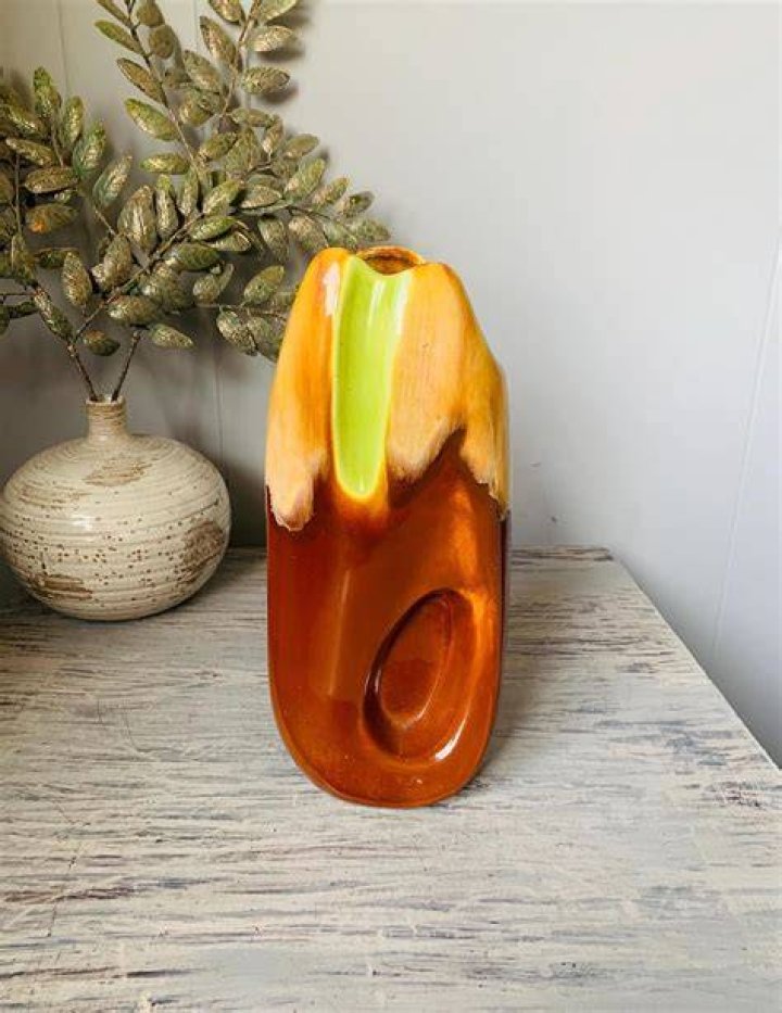 Groovy Retro Drip Glaze Vase Etsy