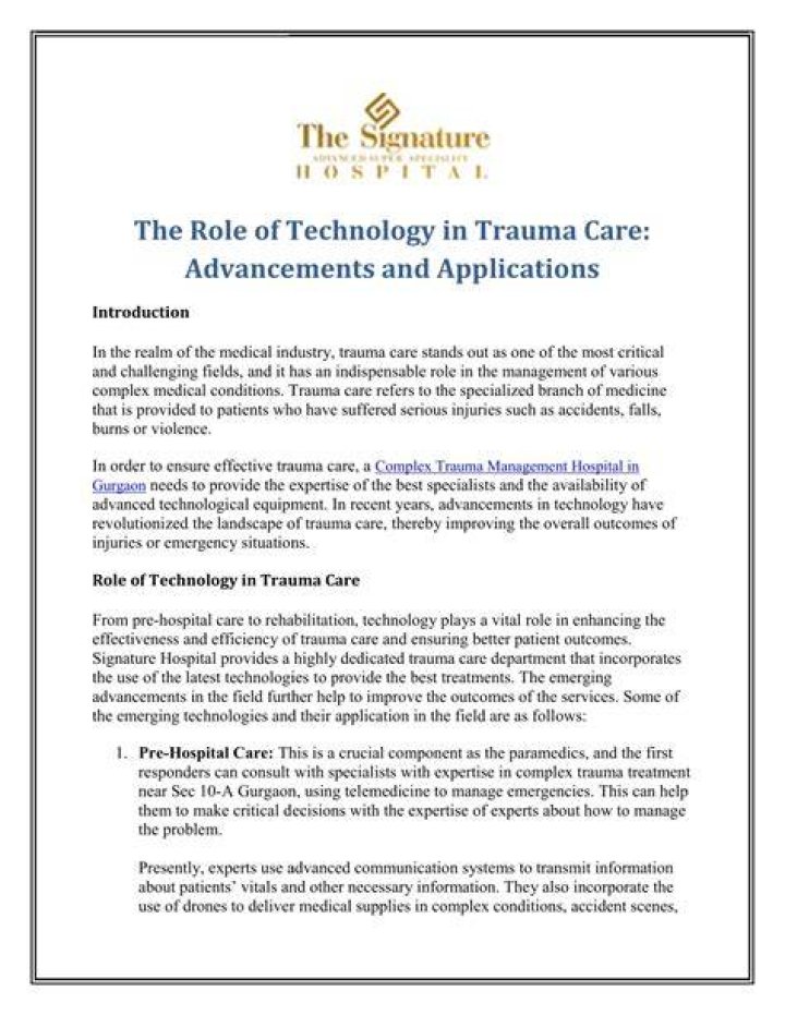 Insights Into Trauma Care Advancements