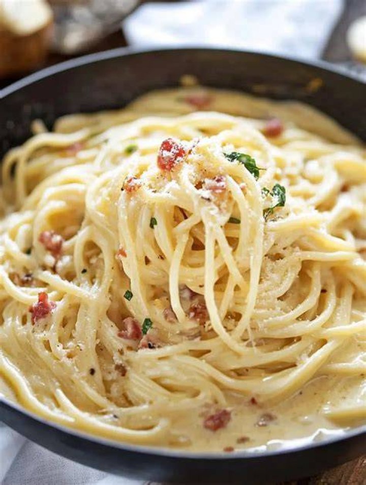 No Cream Carbonara with Crispy Salmon Foodaciously