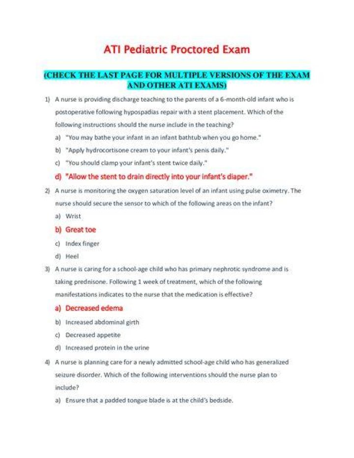 SOLUTION Ati pediatric proctored exam 2020 docx 3 Studypool