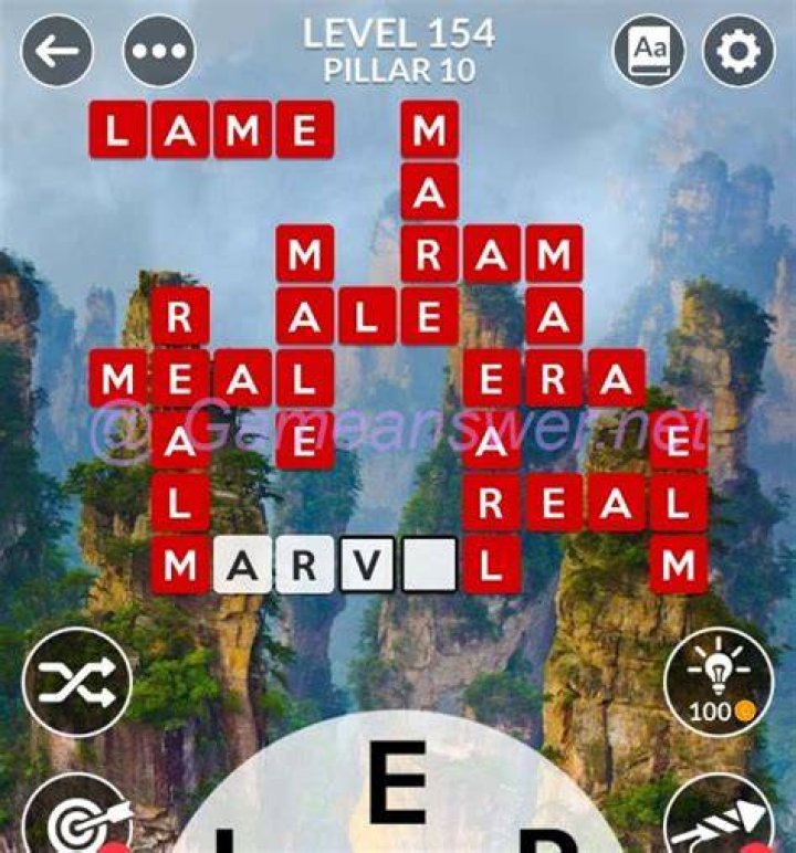 Wordscapes Level 154 Answers [ + Bonus Words ] GameAnswer